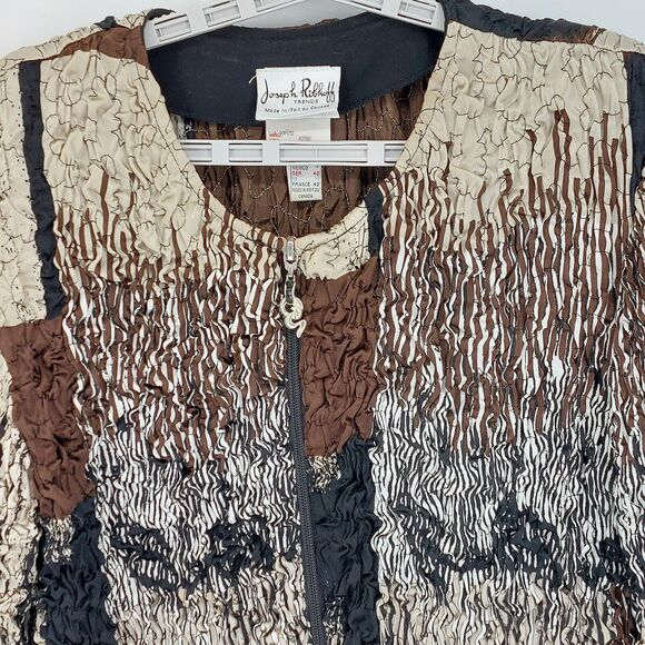 Vintage Joseph Ribkoff Jacket Womens Sz 12 Black Scrunch Textured Designer Chic - Picture 3 of 11